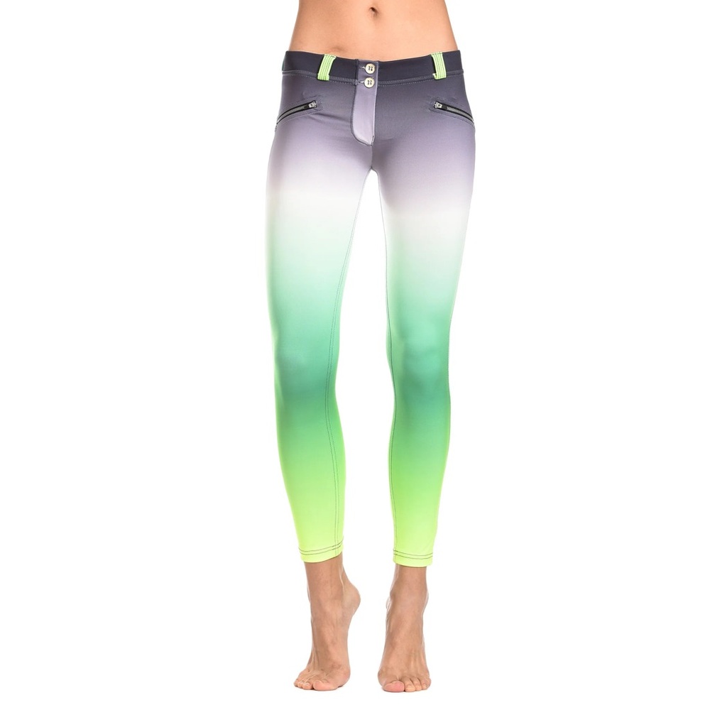Freddy Ombre High-Waist Leggings in Gray, White & Neon Green